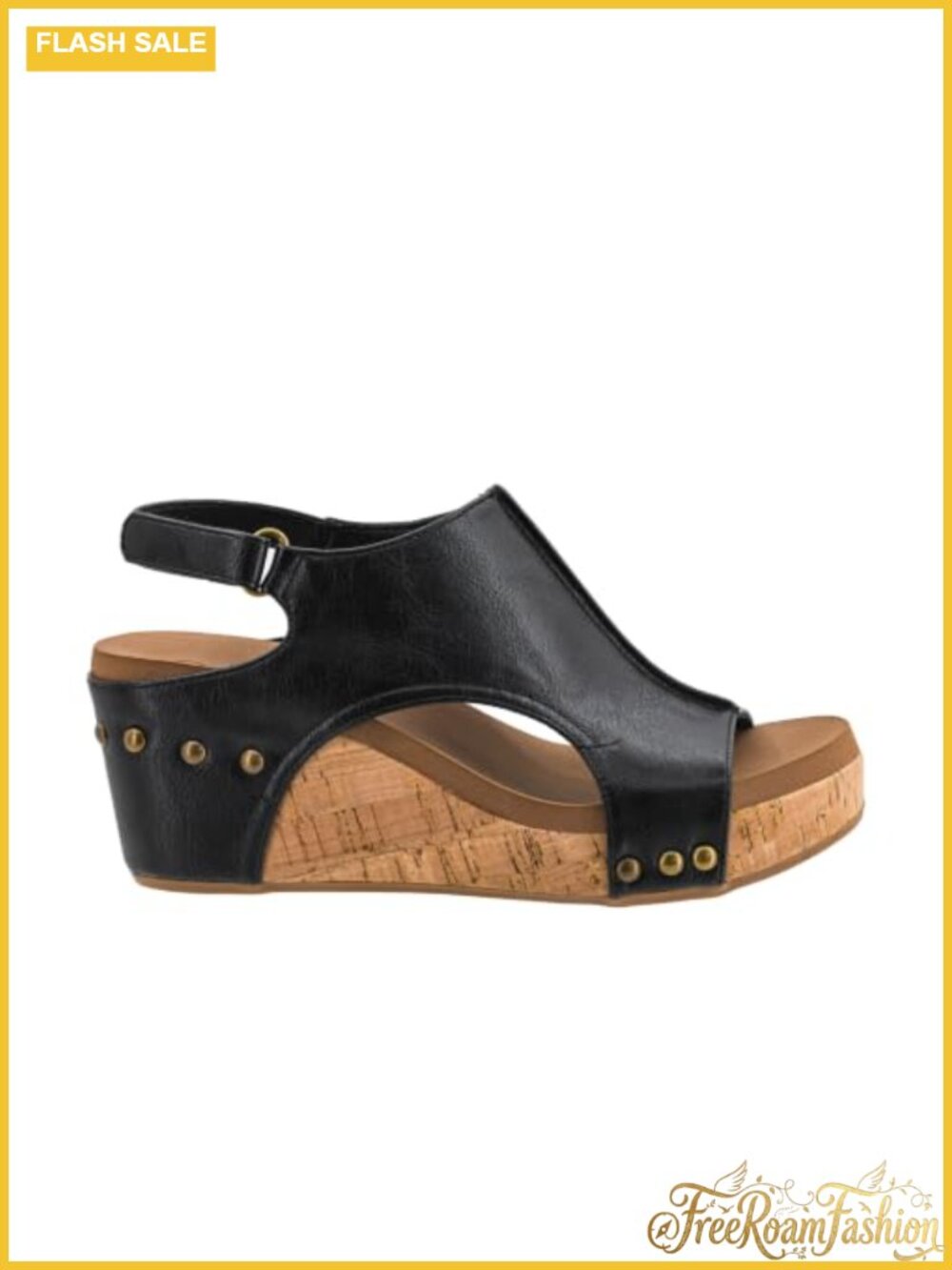 Corkys Wedge Sandals Leather Peep Toe Ankle Strap Cushioned Insole